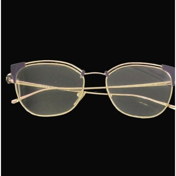 Prada Accessories - Prada Eyeglasses VPR 62U YC0- 1O1 Shiny Gold Purple Trim 140 53-017 Black Case